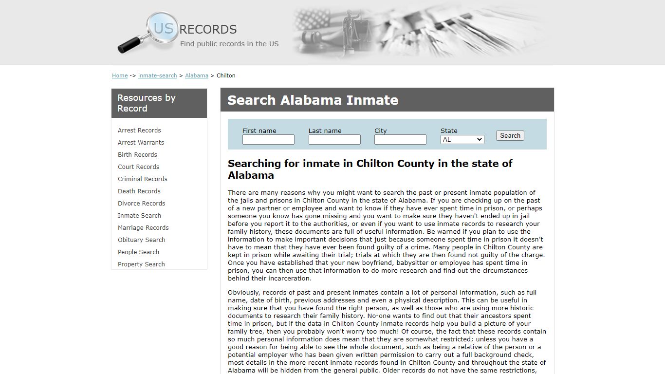 Search Inmate Chilton Alabama | US Records